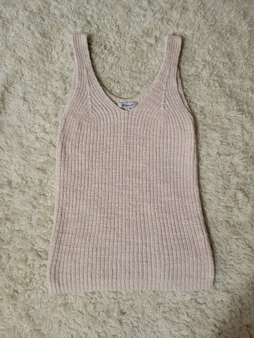 Madewell Soft Knit Ribbed Sweater Tank in Blush Pink | XS | Stretch